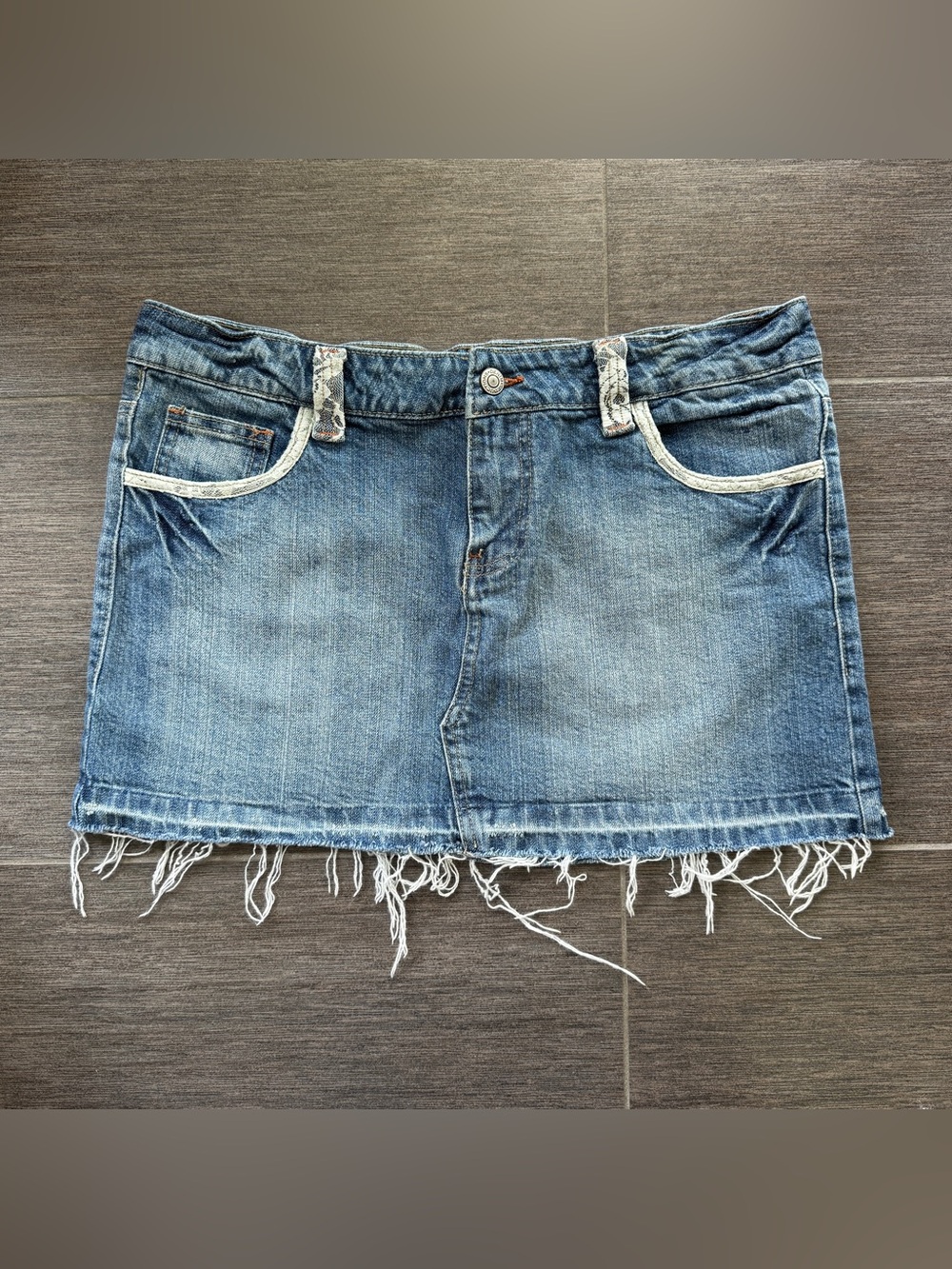 Y2K Seductions lace detail denim mini skirt